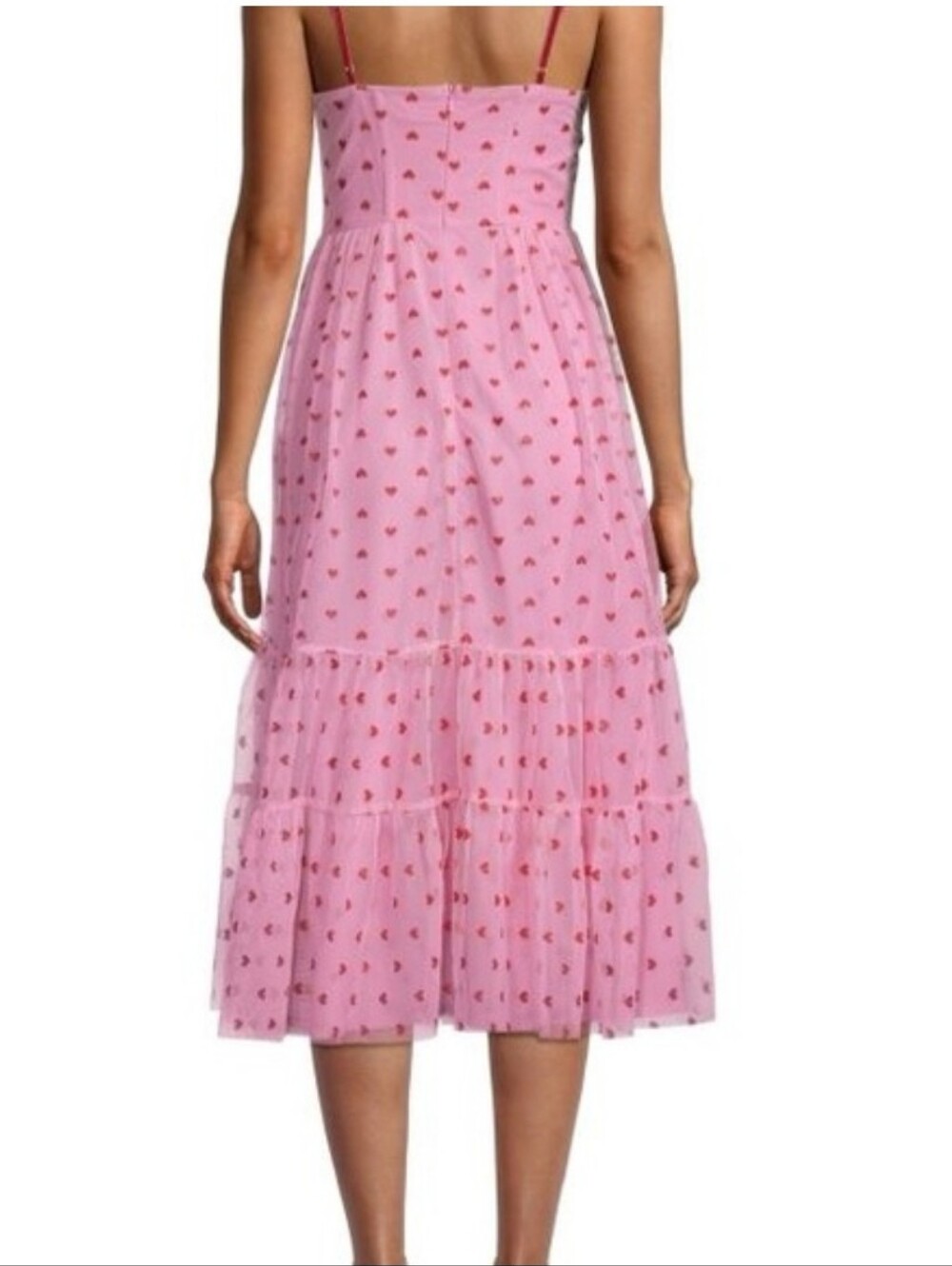 Betsey Johnson Pink Spaghetti-Strap Midi Dress with Sweetheart Neckline - Picture 2 of 6
